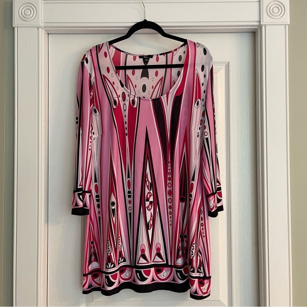 Pink and Black Geometric Women's Tunic Y2K